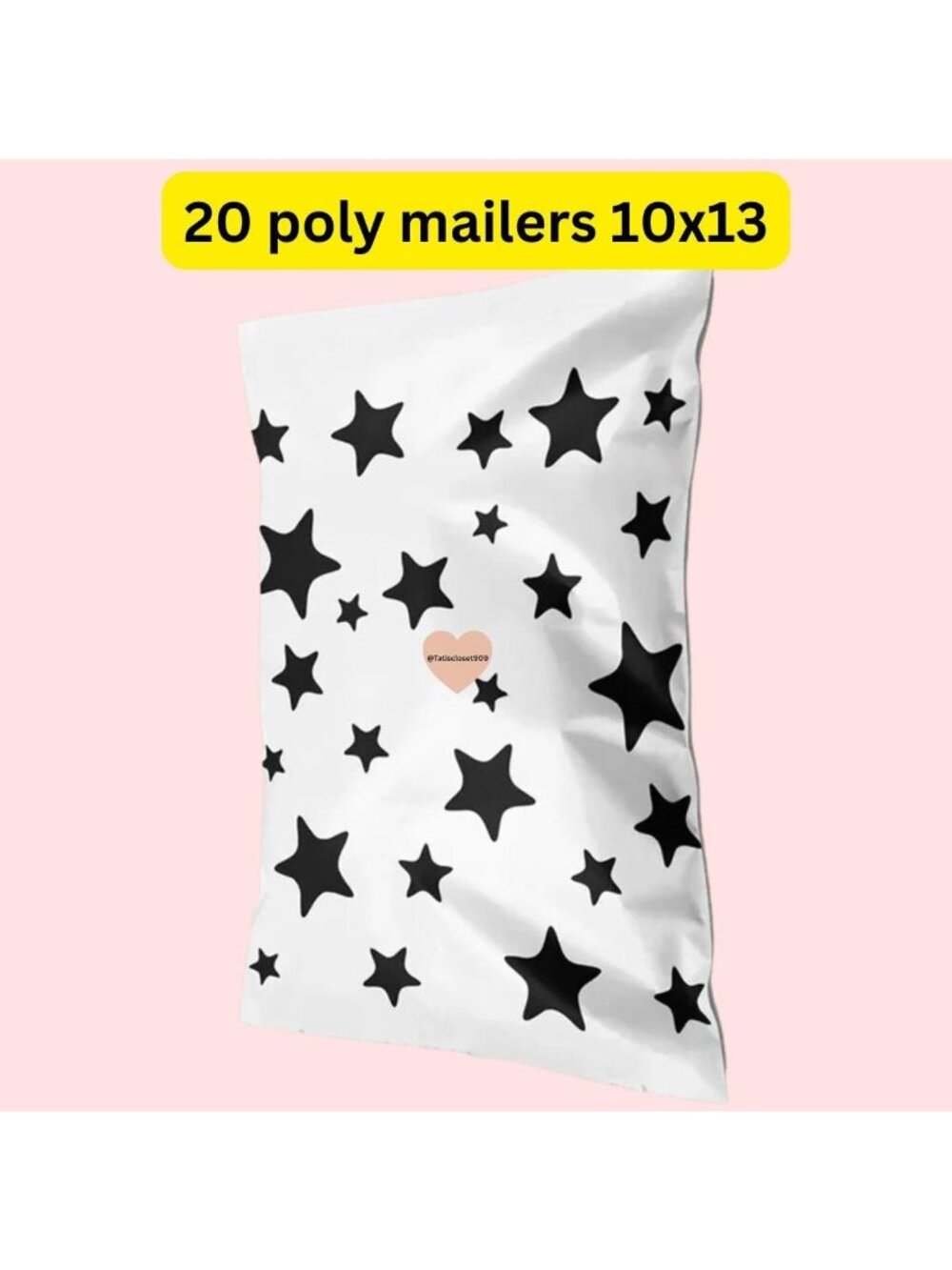 20 Black White Star poly mailers size 10x13